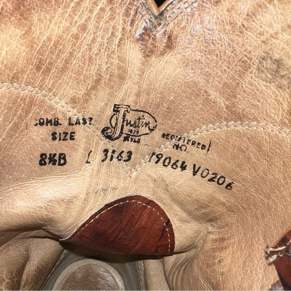 Justin Western Style Roper Boots Chestnut Brown Size 8.5B - Picture 15 of 15